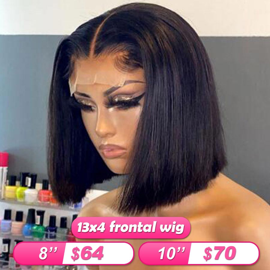 Quantity Limited! Flash Sale 13x4 Frontal Wigs Short Straight Human Hair Bob Wigs (w692)