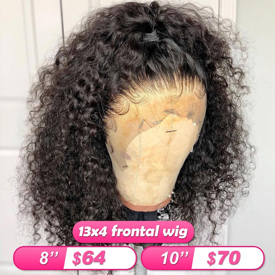 Quantity Limited! Flash Sale 13x4 Frontal Wigs Short Curly Human Hair Bob Wigs (w693)