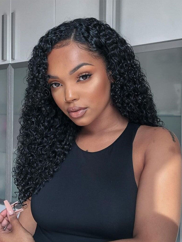 30 Inches Available !!! 18''- 30'' Inches Elva Hair Pre Plucked Raw Cambodian Curly 13X4 Lace Front Wig Bleached Knots With Pre Plucked Hairline【00360】