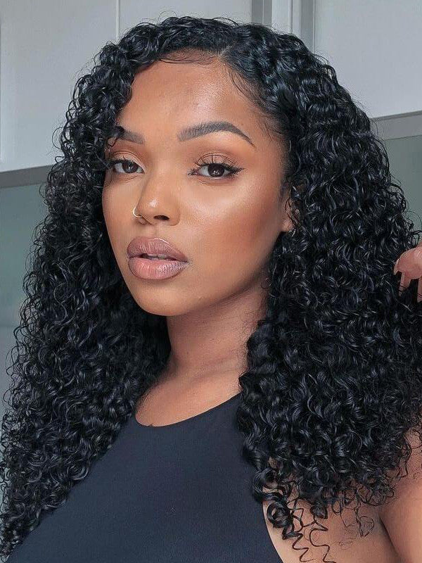 30 Inches Available !!! 18''- 30'' Inches Elva Hair Pre Plucked Raw Cambodian Curly 13X4 Lace Front Wig Bleached Knots With Pre Plucked Hairline【00360】